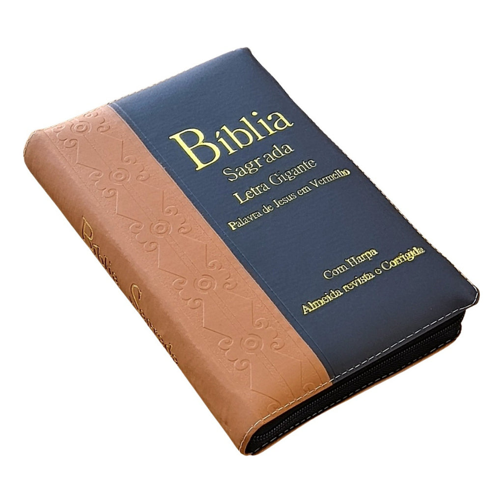 Bíblia Masculina Letra Padrão Gigante Com Harpa Cristã E Ziper