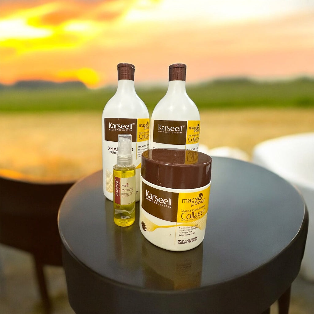 Kit Shampoo e Condicionador Karseell 1L + Máscara Karseell Oiginal 500g + Óleo Maca Essence 50ml
