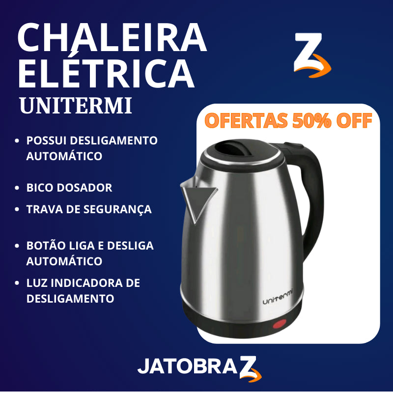 Chaleira Jarra Elétrica Térmica Bule Com Tampa Inox Prateada 2 Litros