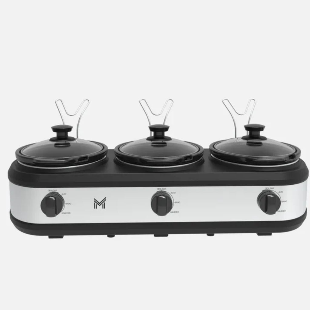 Rechaud Elétrico Triplo Buffet Richo Panela Ceramica Cozinha Lento Banho Maria Inox 127v 220v