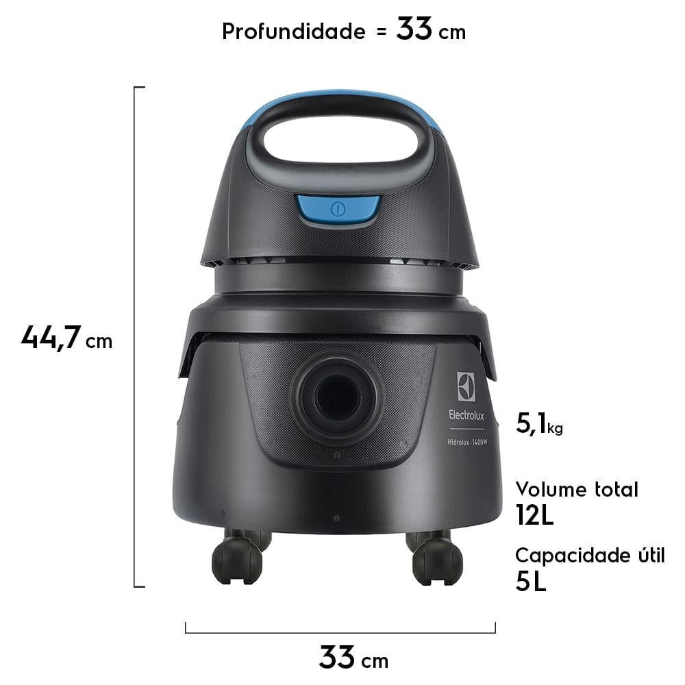 Aspirador de Pó e Água Electrolux 1400W c/ Conjunto de Acessórios e Rodas 360° (AWD01)