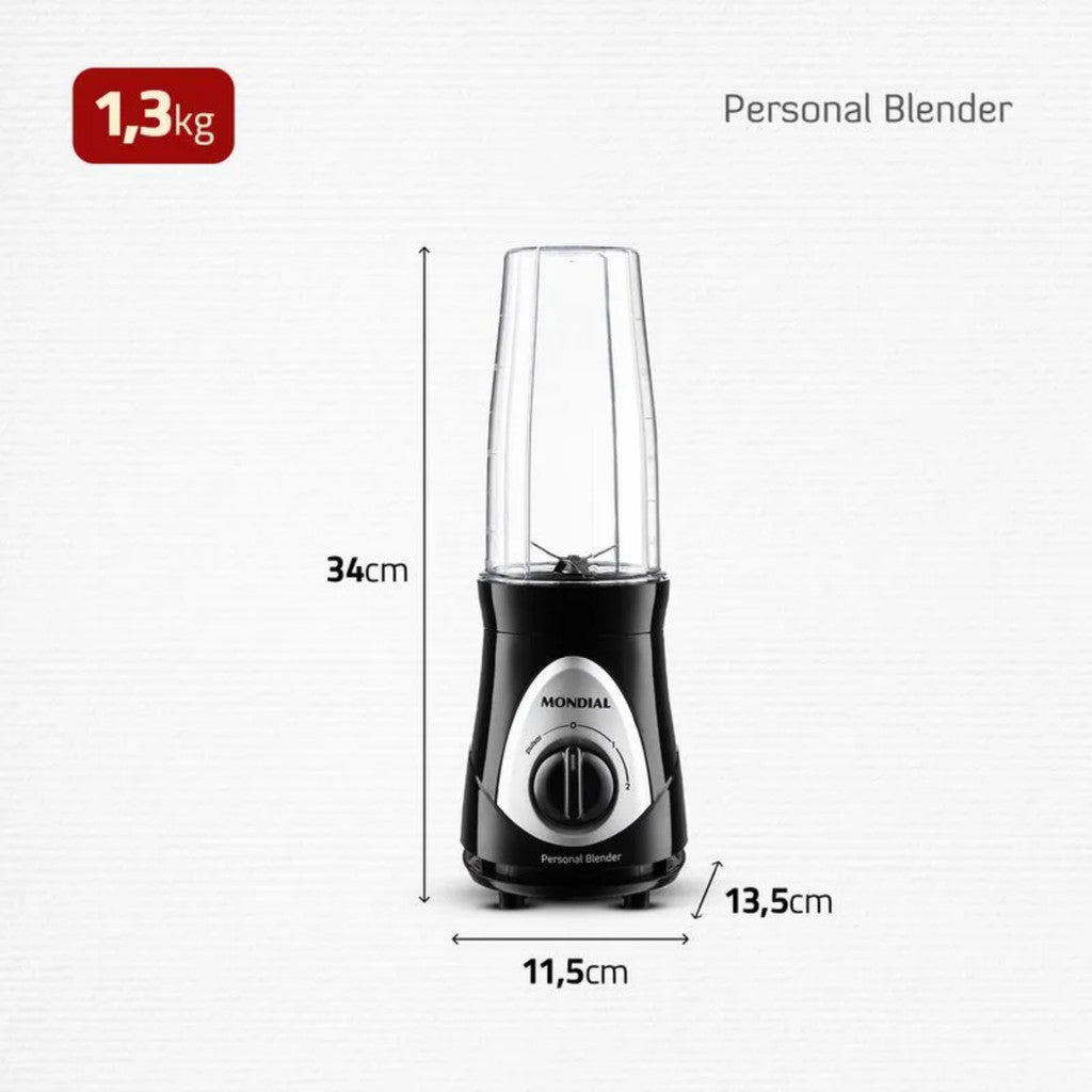 Liquidificador Portátil Mondial Personal Blender 300W 127V Preto DG-01