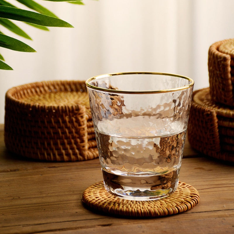 Esteira para copos / porta copos / descanso de copos de rattan  - 6 peças