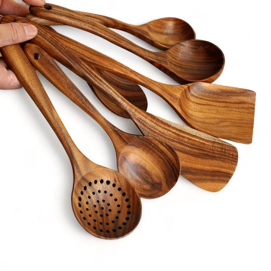 Conjunto de utensílios de cozinha Tailandês (madeira natural)