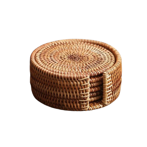 Esteira para copos / porta copos / descanso de copos de rattan  - 6 peças