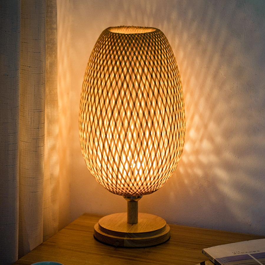 Bamboo Lamp - Abajur Tecelagem De Bambu Lâmpada Criativa