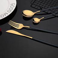 Conjunto de talheres Preto e Dourado  24 pcs - BLACK GOLD