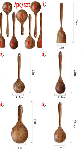 Conjunto de utensílios de cozinha Tailandês (madeira natural)