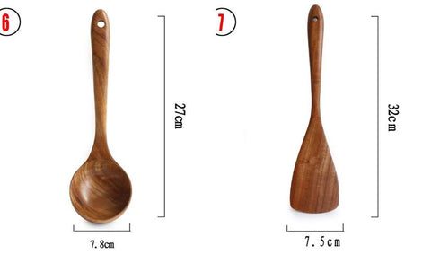 Conjunto de utensílios de cozinha Tailandês (madeira natural)