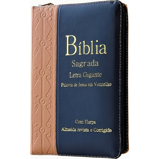 Bíblia Masculina Letra Padrão Gigante Com Harpa Cristã E Ziper